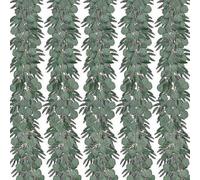 Lot De 5 Eucalyptus Artificiels De 2 M Avec Guirlande De Saule Et Feuilles Argentées (Haoyi)