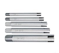 Lot de 5 extracteurs de tarauds cassés en alliage d'acier avec design à 3 griffes pour tarauds M5 M6 M8 M10, guide de foret à tête carrée pour perceuse manuelle et électrique