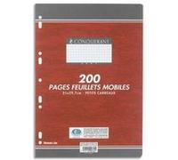 Lot de 5 Feuillets mobiles, Format 21 x 29,7 cm, 200 pages, grands carreaux blancs, 90g - Sous étuis G