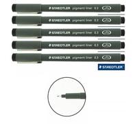 Staedtler Pigment liner stylo à pointe fine Stylos Croquis Dessin de rédaction 0,3mm Lot de 5
