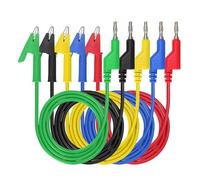 Lot de 5 fiches bananes multimètres 4 mm empilables colorées en silicone sur pointe de test avec pince crocodile 1 m