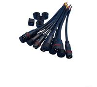 Lot de 5 fiches de câble IP65 2 broches 22 AWG étanches pour 5 connecteurs (noir 3 broches)
