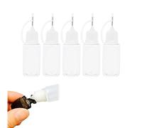 Lot de 5 flacons de colle à pointe aiguille de 10 ml - Flacons applicateurs de précision - Remplissage compte-gouttes de liquide pour bricolage, quilling artisanal, flacon d'huile, petits projets de
