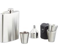 Lot de 5 flasques en acier inoxydable de 200 ml avec entonnoir et 4 gobelets, pour le camping et les festivals, couleur argent