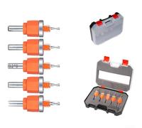 Lot de 5 forets à fraiser à fente de roulement de 8 mm pour le travail du bois, butée réglable pour panneaux de particules, foret à vis dissimulé à double fonction avec retrait lisse des copeaux (8 mm