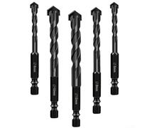Lot de 5 forets en carbure cémenté pour carrelage, verre, marbre, béton, brique, bois, acier inoxydable, ouvre-trou multifonction avec tige de 6,35 mm