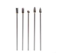 Lot de 5 fraises en carbure massif de 100 mm de long pour outils rotatifs et Dremel, fraisage à tige de 3 mm, forets de gravure et de meulage pour le travail du métal, la sculpture sur bois et la