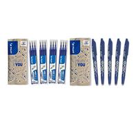 Lot de 5 Frixion Ball - Stylo effaçable à encre thermosensible - Stylo roller rechargeable - Bleu & Pilot - Lot de 4 sets de 3 Recharges FriXion Ball - Bleu - Pointe Moyenne