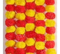 Lot de 5 guirlandes de soucis de 1,4 m pour Halloween Diwali Pooja décoration de cheminée de Mariage Guirlande de Fleurs artificielles Fleurs de Noël décoration de Festival d'automne - Jaune Magenta