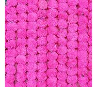Lot de 5 guirlandes de soucis de 1,4 m pour Halloween Diwali Pooja décoration de cheminée de Mariage Guirlande de Fleurs artificielles Fleurs de Noël décoration de Festival d'automne - Rose