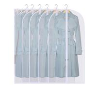 Lot de 5 housses à vêtements pour costume long 60 x 120 cm , housses à vêtements transparentes,Blanc