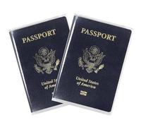 Lot de 5 housses de passeport imperméables en plastique transparent pour passeport - Unisexe - Pour adulte - Avec étui de protection en vinyle pour carte d'identité, Z_Transparent, Pack of 2, Lot de 2