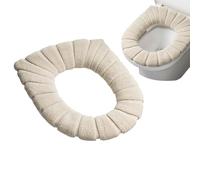 Lot de 5 housses de siège de toilette douces et épaisses - Housses de coussin chauffantes et extensibles - Compatibles avec tous les sièges de toilette ovales - Tissu en fibre lavable (café)