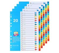Lot de 5 Intercalaires Classeur A4 en Plastique,20 Onglets Numérotées A-Z | Intercalaire Alphabétique