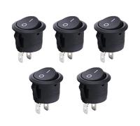 Lot de 5 interrupteurs à bascule 12 V robustes - Interrupteur 6-36 V DC/20 A avec IP65 (voiture, caravane, installations solaires) - Certifié TÜV selon EN 60947-5-1 | Interrupteur à bascule noir avec