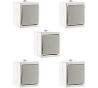 Lot de 5 interrupteurs Akya va et vient simples IP54 - Zenitech Gris G