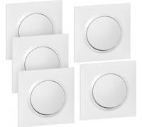 Lot de 5 interrupteurs va-et-vient complet, LEGRAND Dooxie, blanc