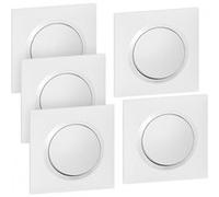 Lot de 5 interrupteurs va-et-vient complet, LEGRAND Dooxie, blanc