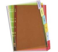 Lot de 5 Jeux d’intercalaires en PVC 14/100e. 4 onglets personnalisables, pour fiches bristol A6 G