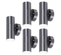 Lot de 5 lampes d'extérieur en acier inoxydable UP DOWN Projecteurs muraux en verre Balcon Lampes