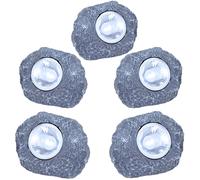 Lot de 5 lampes solaires d'extérieur LED pierre grise Décoration de jardin Lampe de jardin Décoration extérieure
