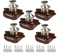 Lot de 5 loquets de porte sans outon-poussoir pour camping-car, tiroir, porte d'armoire, ajustement universel (marron)