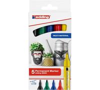 Lot de 5 marqueurs permanent multi-supports Edding 2000C assortiment couleurs