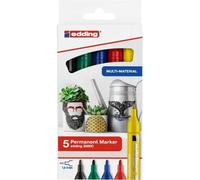 edding Marqueur permanent 2000 C – étui 5 couleurs – pointe ronde 1,5–3 mm – multi-supports