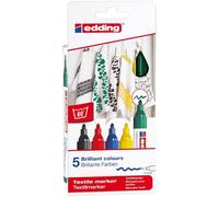 edding Marqueur permanent textile Edding 4500 – pointe ogive 2–3 mm – Pochette 5 couleurs