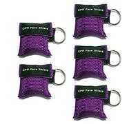 Lot de 5 masques de sauvetage avec valve jetable et porte-clés pour premiers secours ou entraînement AED (violet)
