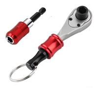 Lot de 5 mini clés à cliquet 6,35 mm avec porte-embout magnétique, rotation rapide pour les espaces restreints, ensemble d'outils à main en acier au chrome vanadium avec porte-clés et barre
