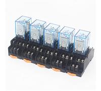 Lot de 5 mini-relais puissance à bobine MY3 HH53P MY3NJ, 11 broches, 3NO, 3NC, lampe LED A, AC 110 V, 220, DC 12, 24, avec prise