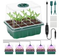 Lot de 5 Mini Serre de Jardin - 60 cellules - Plateau de démarrage pour serre avec Lampe À Spectre Complet pour Semis