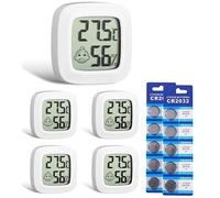 Lot de 5 mini-thermomètres-hygromètres, écran LCD, fixation magnétique ou adhésive, mesure d'intérieur