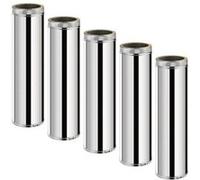 Lot de 5 MonMobilierDesign TDPS1000 Conduit double paroi isolé pour poêle à bois longueur 100 cm Ø150 Inox G