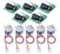 Lot de 5 moteurs pas à pas 4 phases 5 V ULN2003 28BYJ-48 | Dispose d'un moteur pas à pas à engrenage 4 phases 5 V avec carte pilote ULN2003 et 4 indicateurs d'état LED pour un contrôle