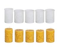 Lot de 5 moules à bougie en silicone - Moule en silicone - Forme de bougie pilier - En silicone - Abeilles - 3D - Pour bougies parfumées DIY