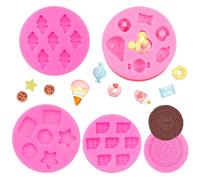 Lot de 5 moules à dessert fondant - Biscuits et glaces - Moule en silicone - Moule à chocolat - Moule à bonbons 3D - Moule à gâteau - Outils de décoration - DIY - Silicone - Moule à fondant