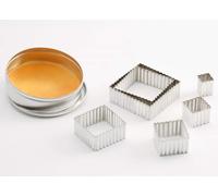 Lot de 5 moules à pâtisserie rectangulaires RVS à bords rainurés - Moules rectangulaires professionnels