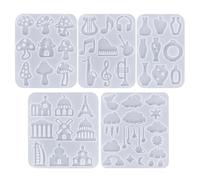 Lot de 5 moules en silicone en forme de champignon en forme de nuage | Moulage géométrique pour collier, porte-clés, boucles d'oreilles, moules en résine époxy pour la fabrication de bijoux