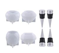 Lot de 5 moules géométriques sphériques en résine pour bouchon de bouteille de vin en cristal époxy pour coulée