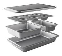 Lacor Lot 5 moules à pâtisserie Delize 68461 - Acier carbone revêtu antiadhésif gris empilable