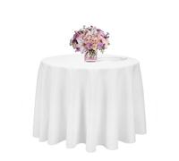 Lot de 5 Nappe Ronde 230cm Blanche Nappe Mariage en Polyester Infroissable Décoration de Table pour Réception Anniversaire Banquet