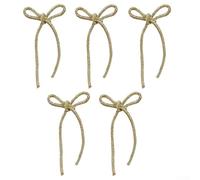 Lot de 5 nœuds décoratifs en strass et perles pour sapin de Noël (8 x 9 cm, doré)