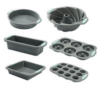 Lot de 5 ou 6 moules à pâtisserie en silicone, moules antiadhésifs pour four, moules à gâteaux en silicone avec moules à muffins et plaque à biscuits (lot de 5)