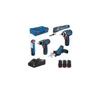 Lot de 5 outils 12V - BOSCH PRO - avec 3 batteries GBA 12V 2.0Ah - chargeur GAL 12 - L-Boxx - 0615990N1D