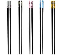 Lot de 5 paires de baguettes japonaises réutilisables en fibre de verre, lavables pour lave-vaisselle, 24 cm, motifs floraux, baguettes antidérapantes