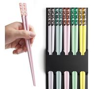 Lot de 5 paires de baguettes réutilisables en fibre de verre Sakura Ambre 24,3 cm Passe au lave-vaisselle Style asiatique japonais chinois coréen