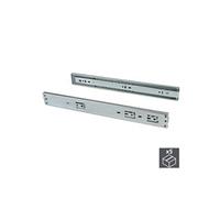 Emuca 3051105 Paire de coulisses/glissières à billes sortie totale et fermeture amortie 45mm x 350mm pour tiroir, Lot de 5