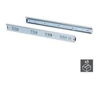 Emuca 3043805 Paire de coulisses/glissières à billes sortie totale 45mm x 650mm pour tiroir, Lot de 5, Zingué